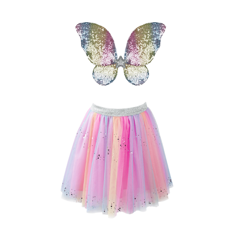 Rainbow Sequins Skirt, Wings & Wand, 4-6