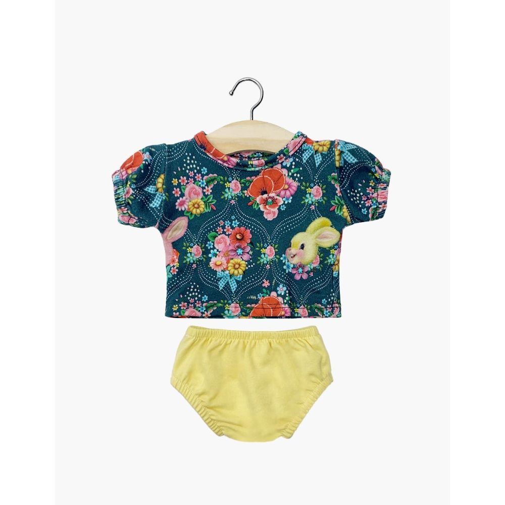Minikane Clothing for Gordis Dolls 34cm - Lilou t-shirt set in Lapin jersey and Charlotte bloomers in vanilla jersey