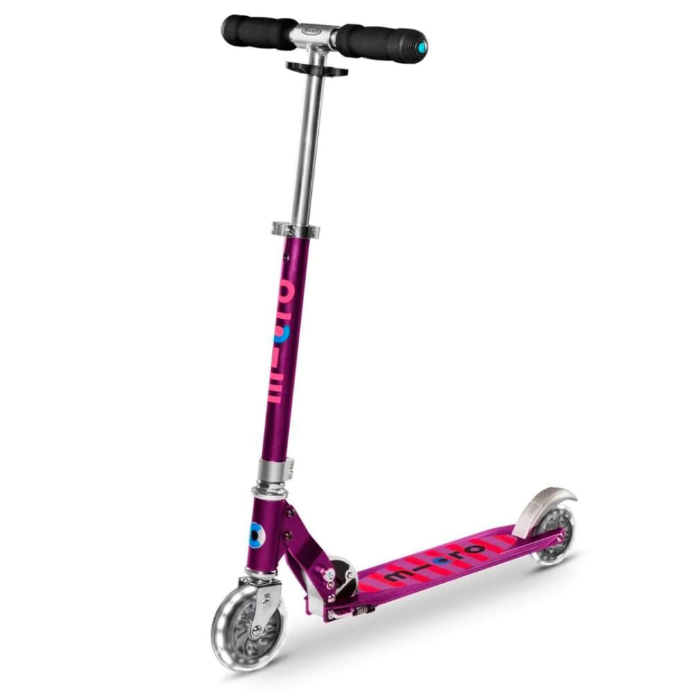 MICRO Sprite Deluxe Scooter - Purple Stripe with LED Wheels