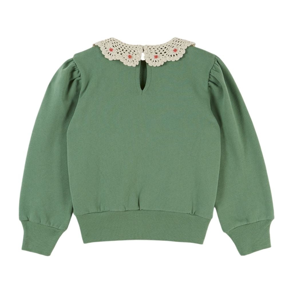 Emile & Ida Crochet Collar Sweatshirt Olive