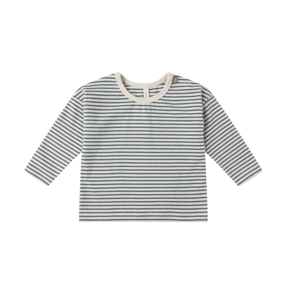 Quincy Mae LS Tee Ocean Micro Stripe