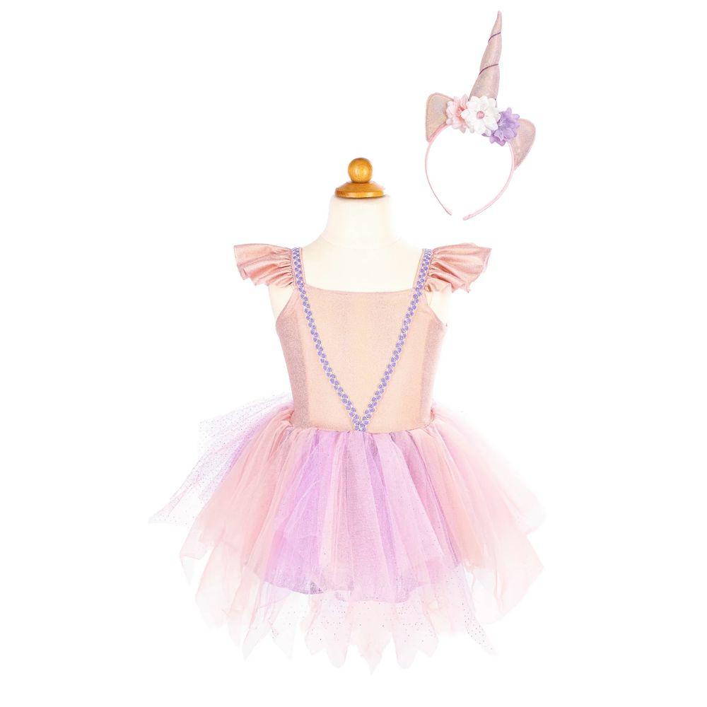 Pink Shimmer Unicorn Dress & Headband 3-4y