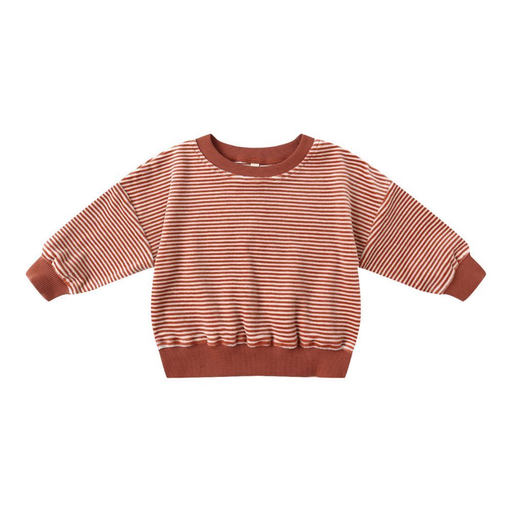 Quincy Mae Velour Relaxed Sweatshirt Candy Stripe