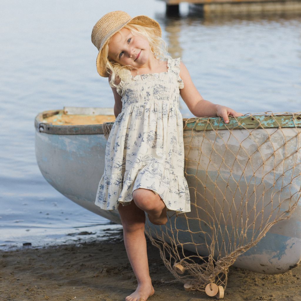 Rylee + Cru Sutton Dress Ocean Toile