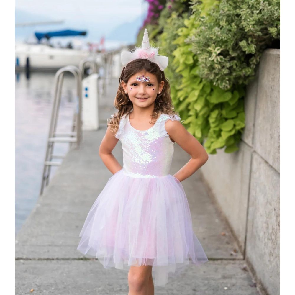 Dreamy Unicorn Dress & Headband, Iridescent/Pink, Size 5-6