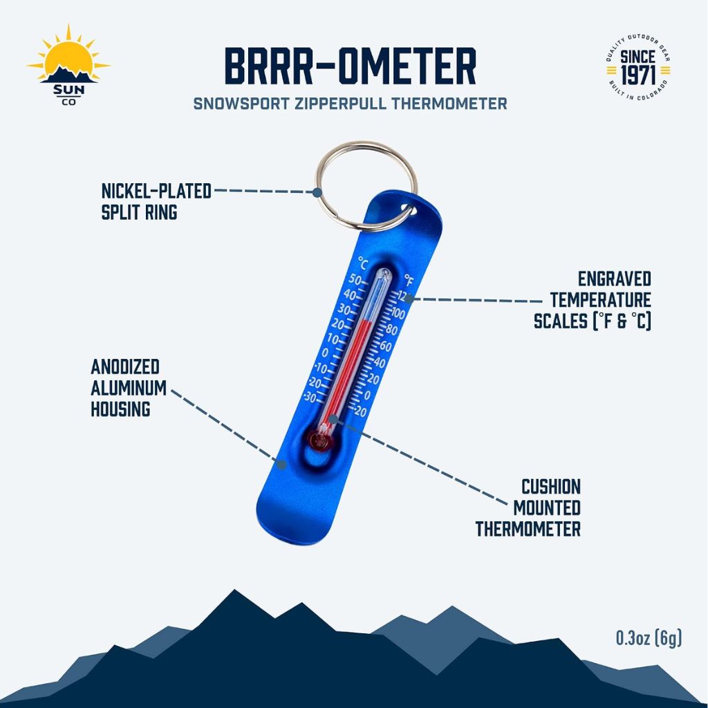 Brrr-ometer - Snowsport Zipperpull Thermometer - Blue