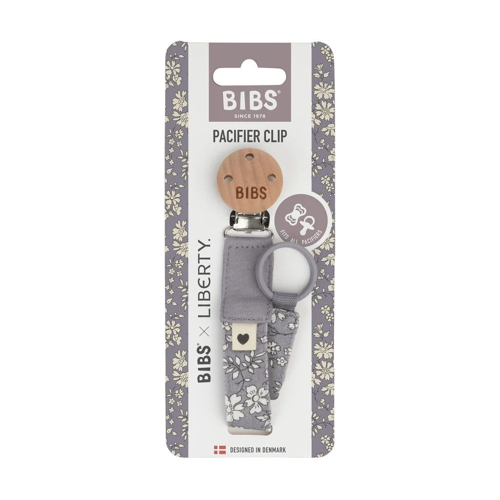 Liberty x BIBS Pacifier Clip Capel Fossil Grey