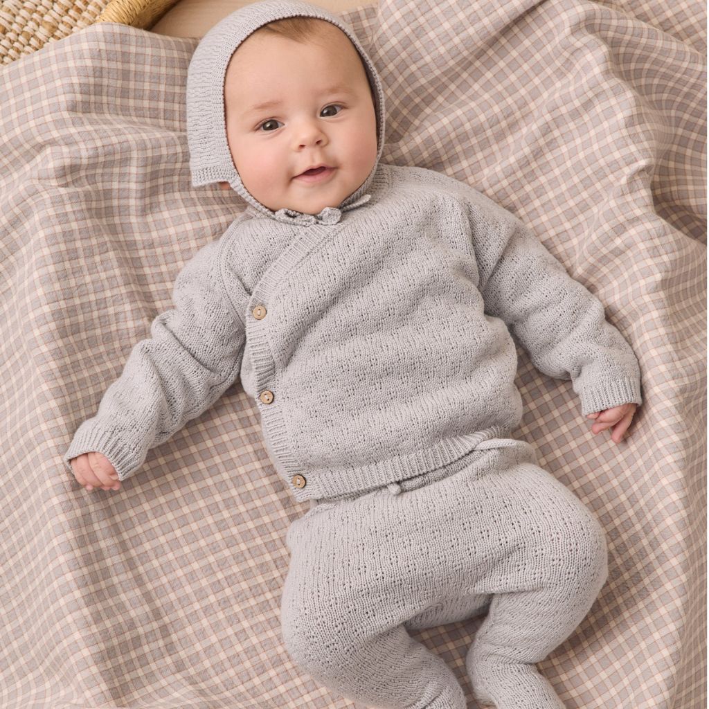 Quincy Mae Knit Wrap Top + Pant Set Cloud