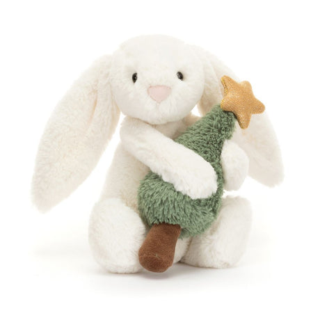jellycat Bashful Bunny with Christmas Tree