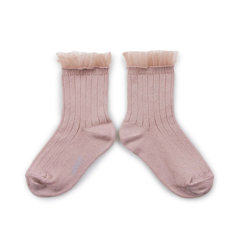 Collegien Margaux Tulle Ankle Socks Vieux Rose