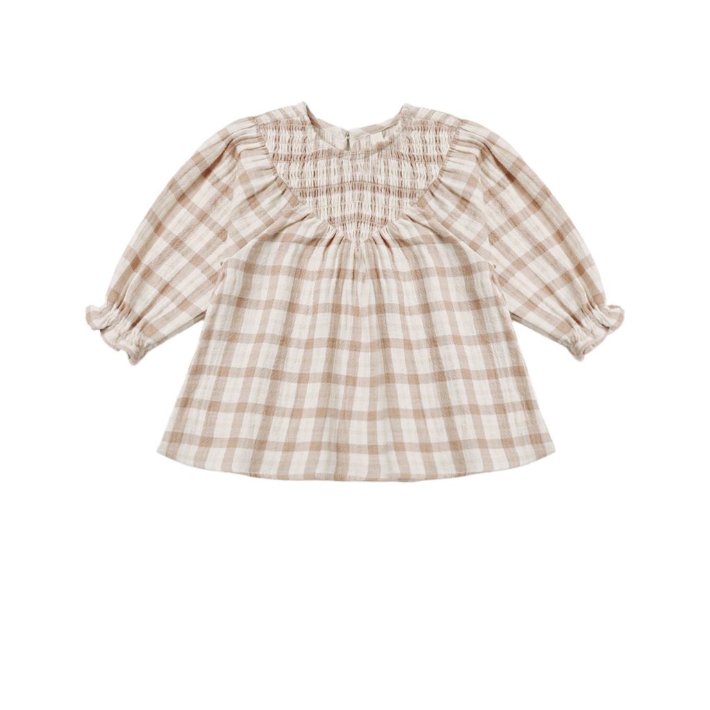 Quincy Mae V Smocked Dress Rustic Plaid