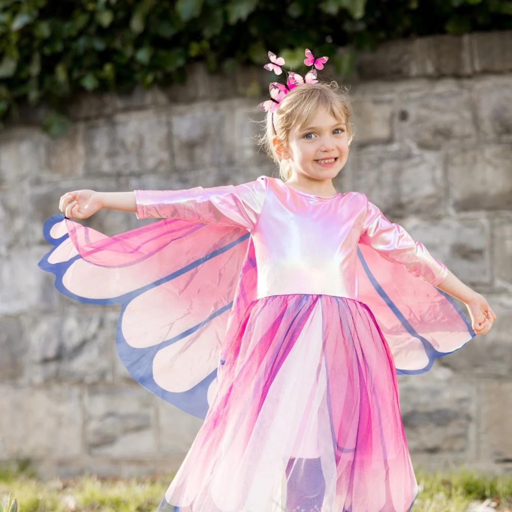 Butterfly Twirl Dress with Wings, Pink, Size 3-4