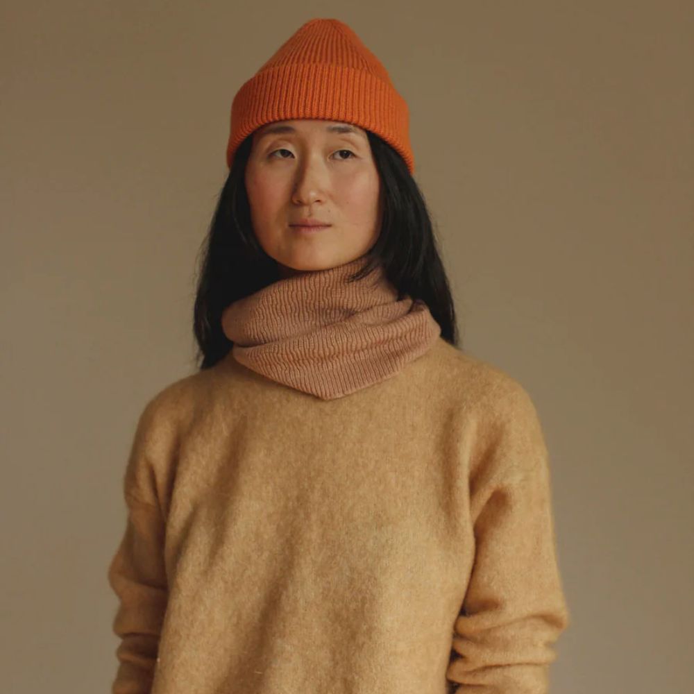 Hvid Adult Beanie Fonzie - Orange