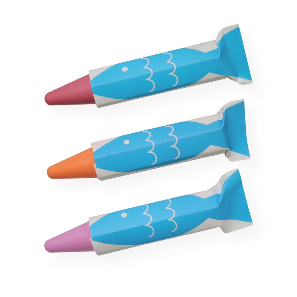 Kitpas Rice Bran Wax Bath Crayons 3 Colours - Coral