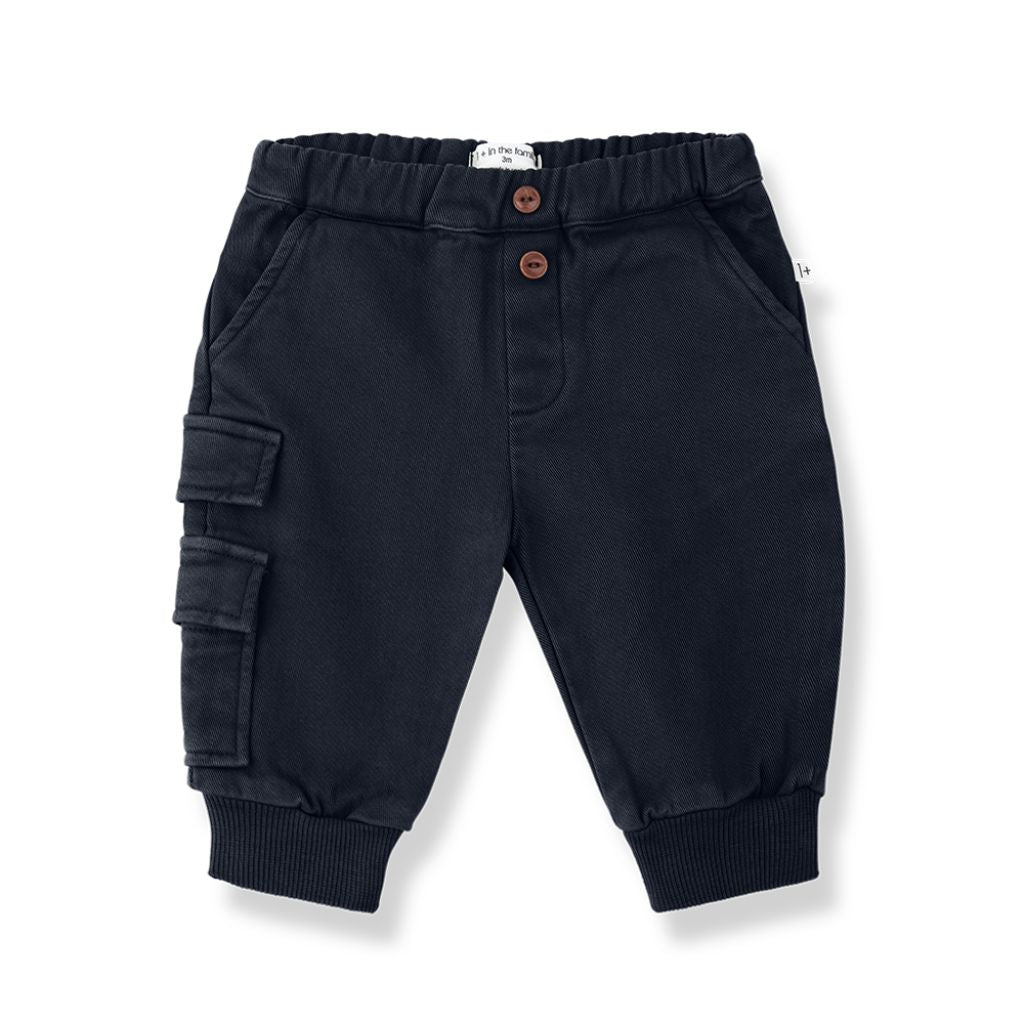 1 + in the Family WHISTLER navy baby twill pants with a leg pocket and cuffed ankles