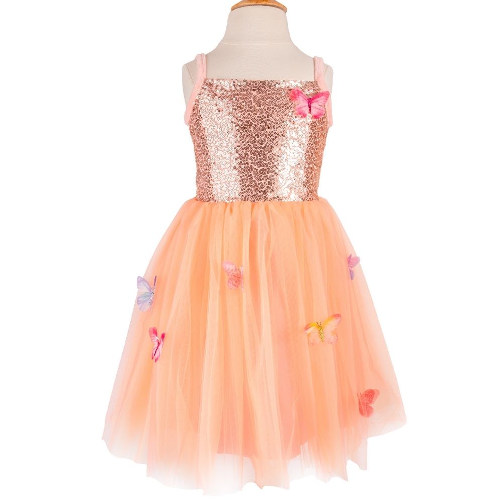 Butterfly Bliss Dress, Peach, Size 3-4