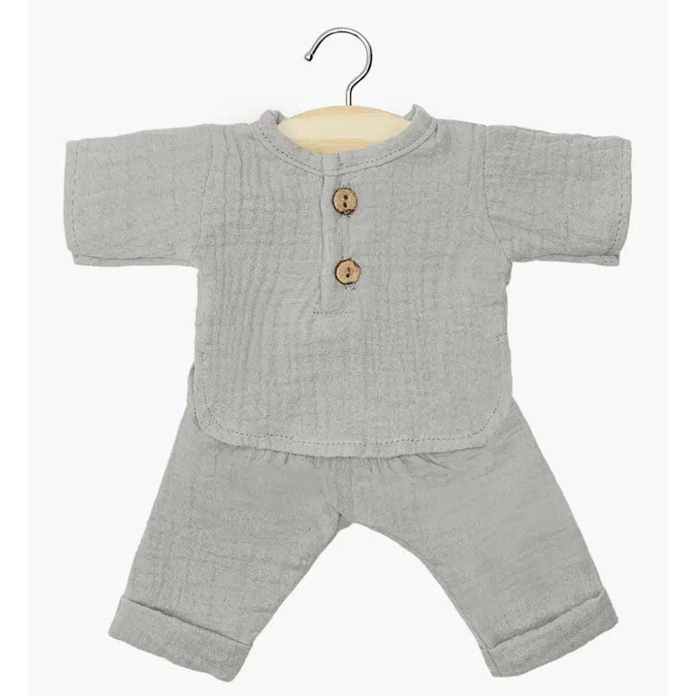 Minikane Clothing for 34cm Gordis Dolls- Andrea set in mouse gray cotton gauze