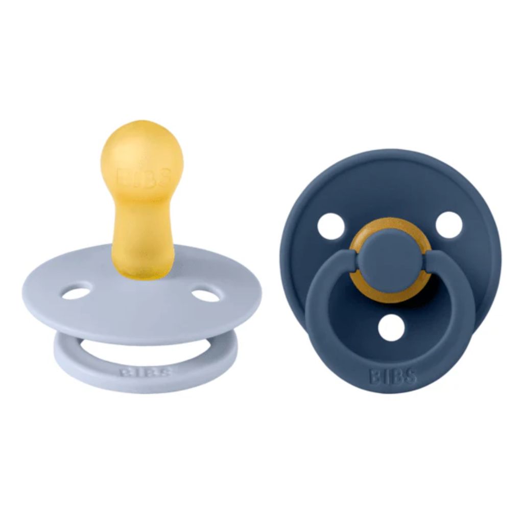 BIBS Pacifier Original COLOUR Latex 2 PK Dusty Blue/Steel Blue