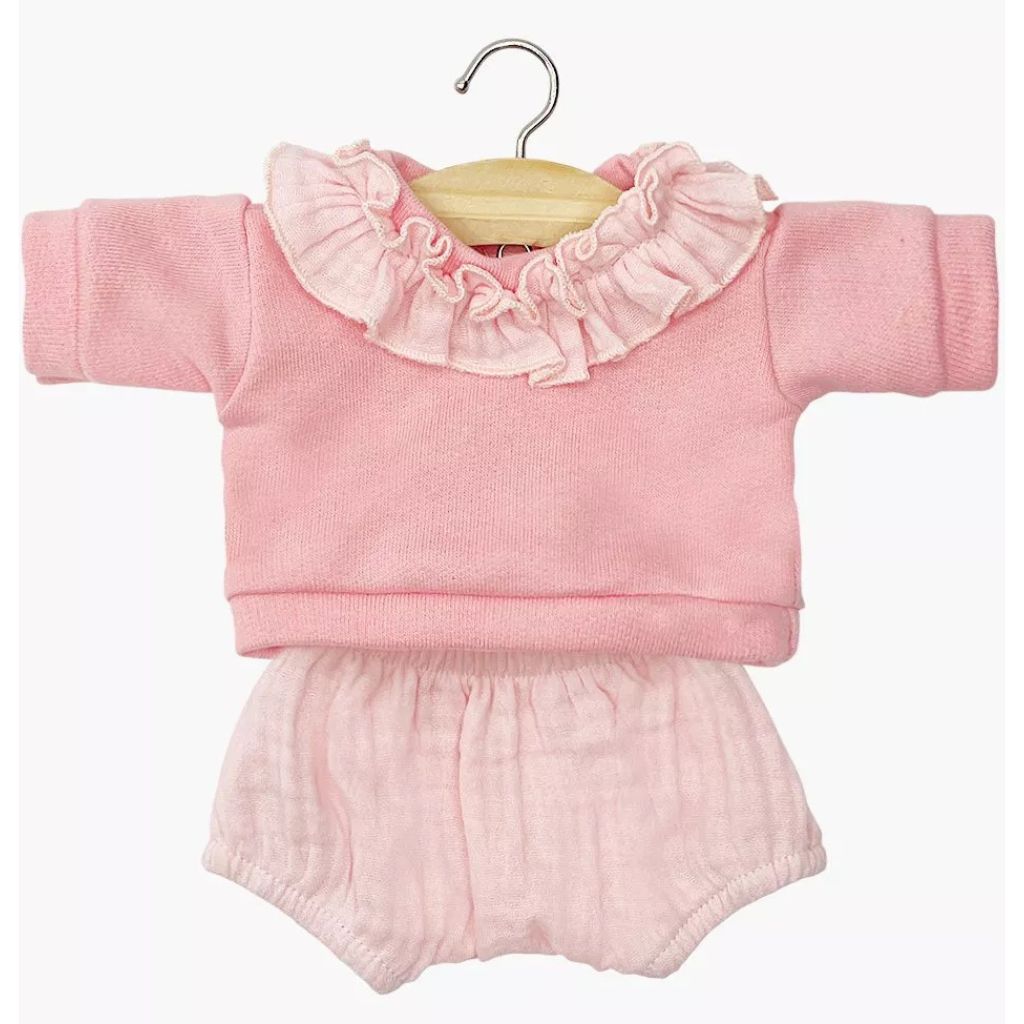Minikane Babies Collection 28cm- Marion set: fleece top with collar and strawberry bloomers
