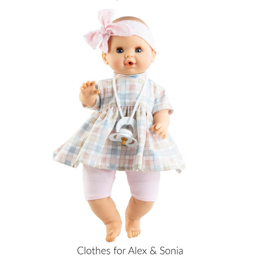 Paola Reina Alex & Sonia Doll Clothes - Pastel Plaid Dress