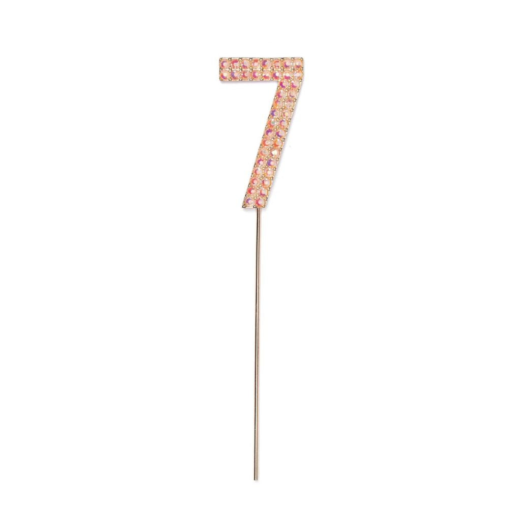 Pink Rhinestone Cake Topper Numbers - 7