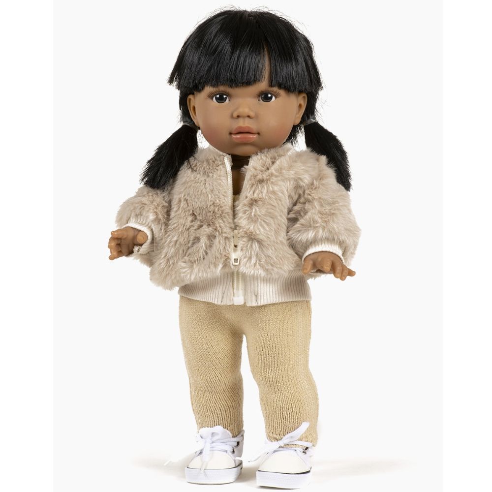 Minikane Clothing for 34cm Gordis Dolls- Louison Faux Fur Jacket, Pebble