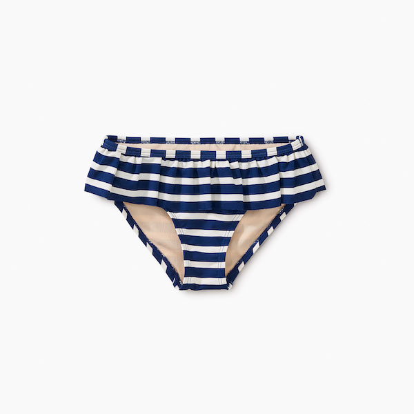 DT Striped Ruffle Bum Bikini Bottom- Nightfall