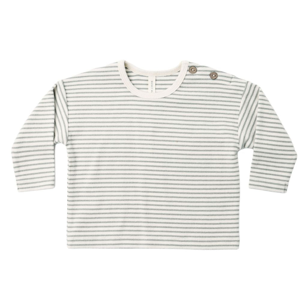 Quincy Mae Long Sleeve Tee Laurel Microstripe