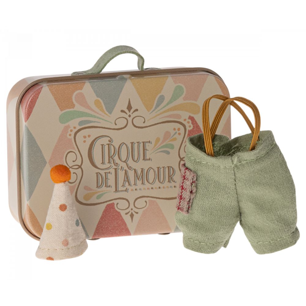 Maileg Clown clothes in suitcase, Little brother mouse