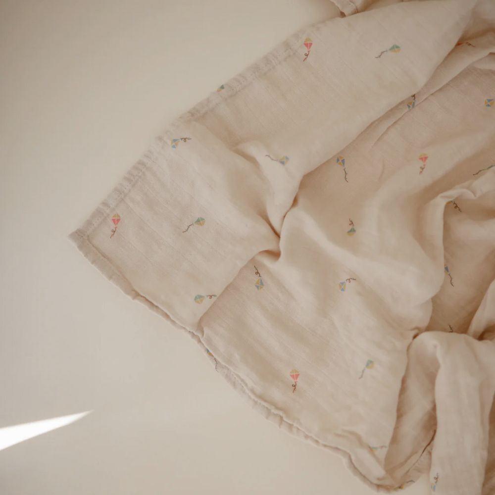 Mushie Organic Cotton Muslin Baby Swaddle - Kites