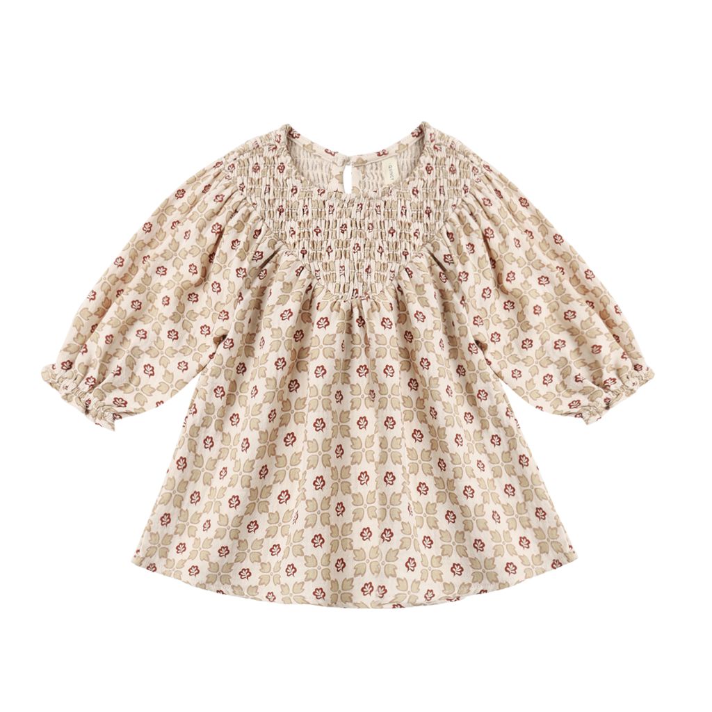 Quincy Mae V Smocked Dress Winter Rose