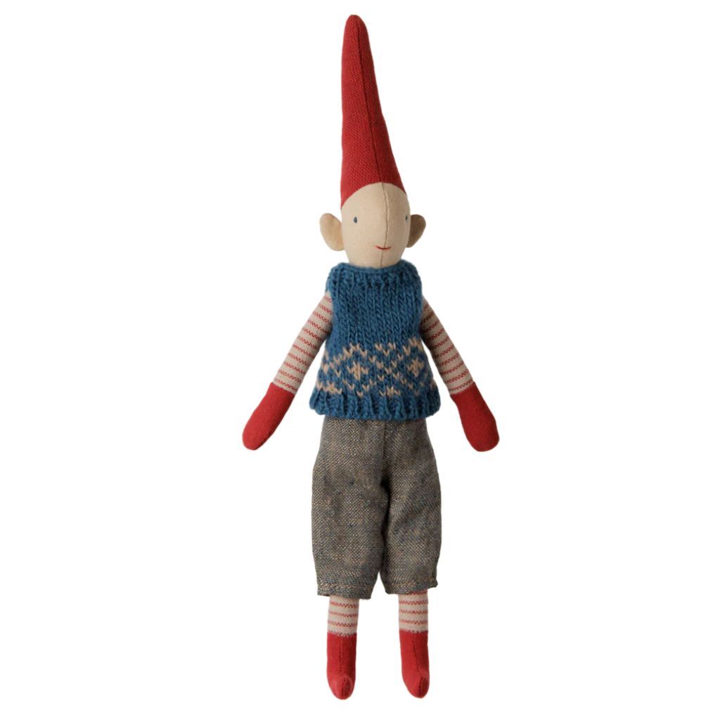 Maileg Pixy, Size 1 - Boy - Blue knitted vest