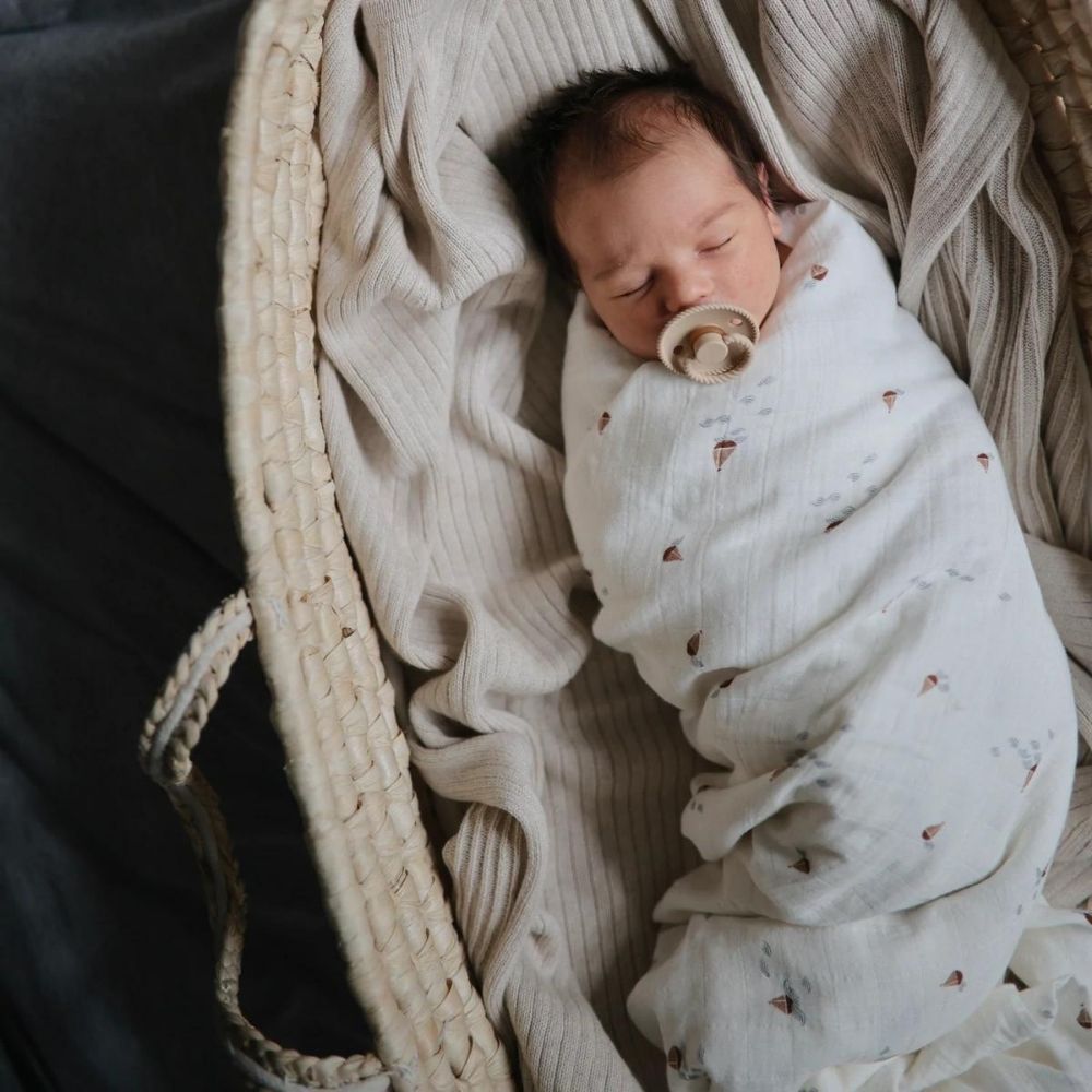 Mushie Organic Cotton Muslin Baby Swaddle - Boats