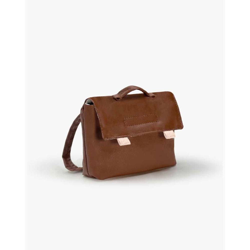 Minikane Clothing for 34cm Gordis Dolls -Vintage satchel in brown faux leather