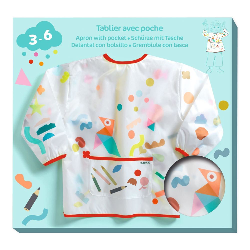 Djeco Arts & Crafts- Apron with Pocket- Stickers and Pencils