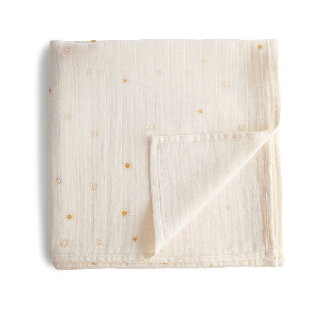 Mushie Organic Cotton Muslin Baby Swaddle - Sun
