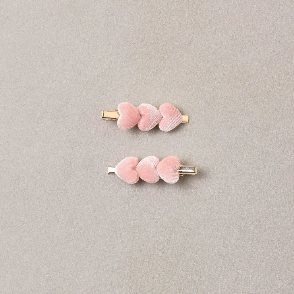 Noralee Velvet Heart Clips Rose
