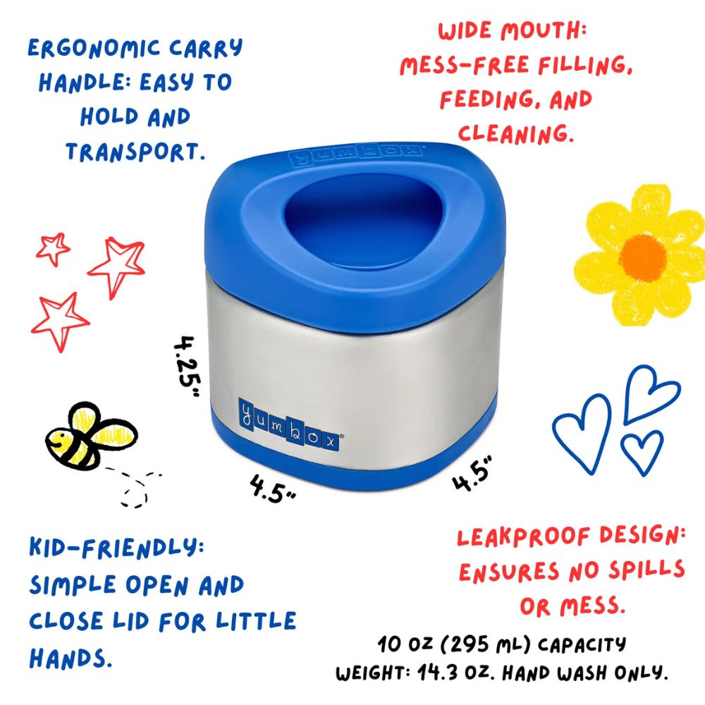 Yumbox Cubi Kids 10oz Thermal Food Jar For Kids Easy Carry and Open - Surf Blue
