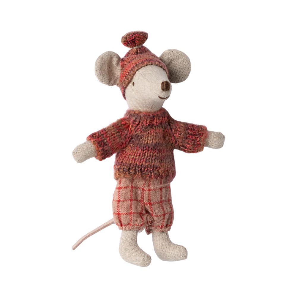 Maileg Winter mouse with ski set, Big sister - Rose