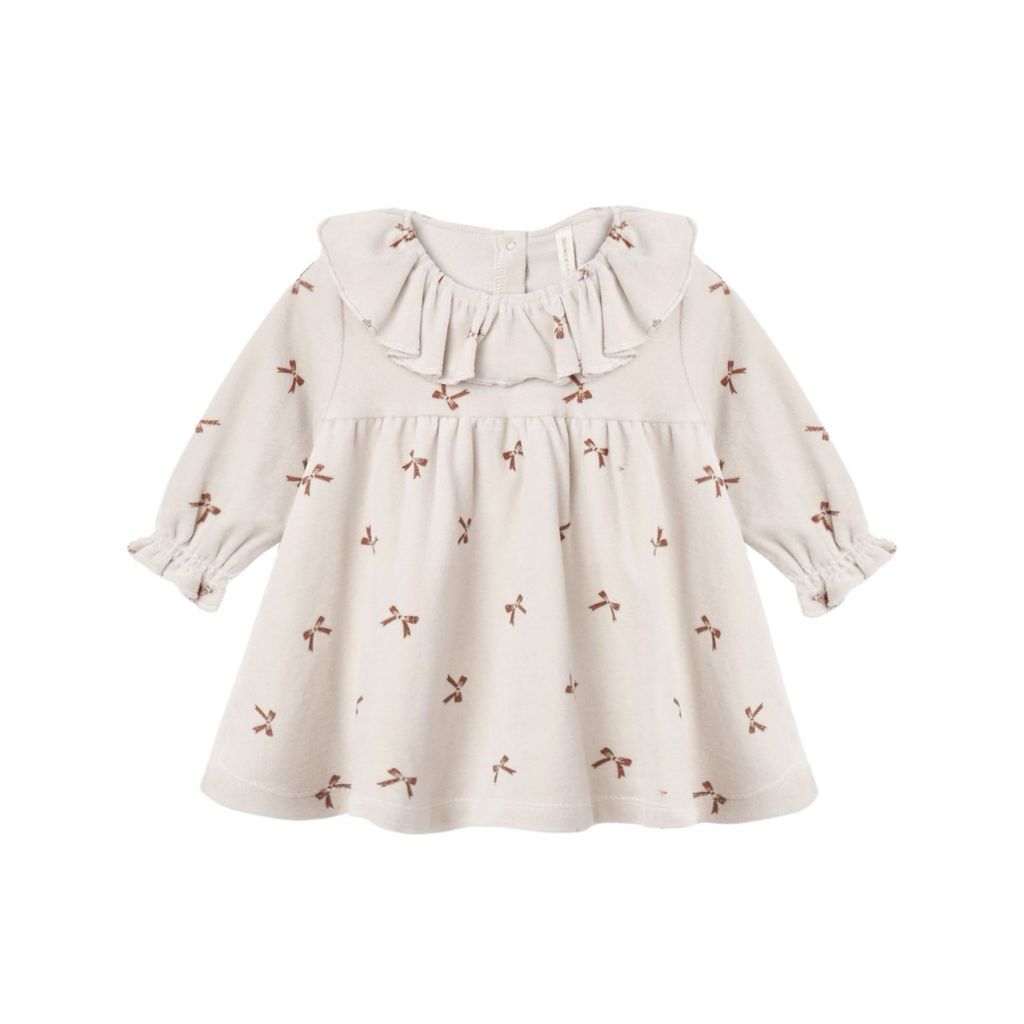 Quincy Mae Velour Baby Dress Red Bows