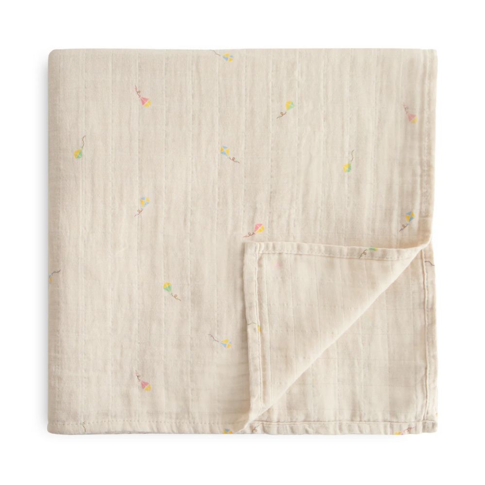 Mushie Organic Cotton Muslin Baby Swaddle - Kites