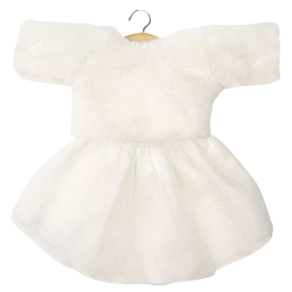 Minikane Clothing for Gordis Dolls 34cm- Kaya outfit with ecru faux fur sweater and white tutu