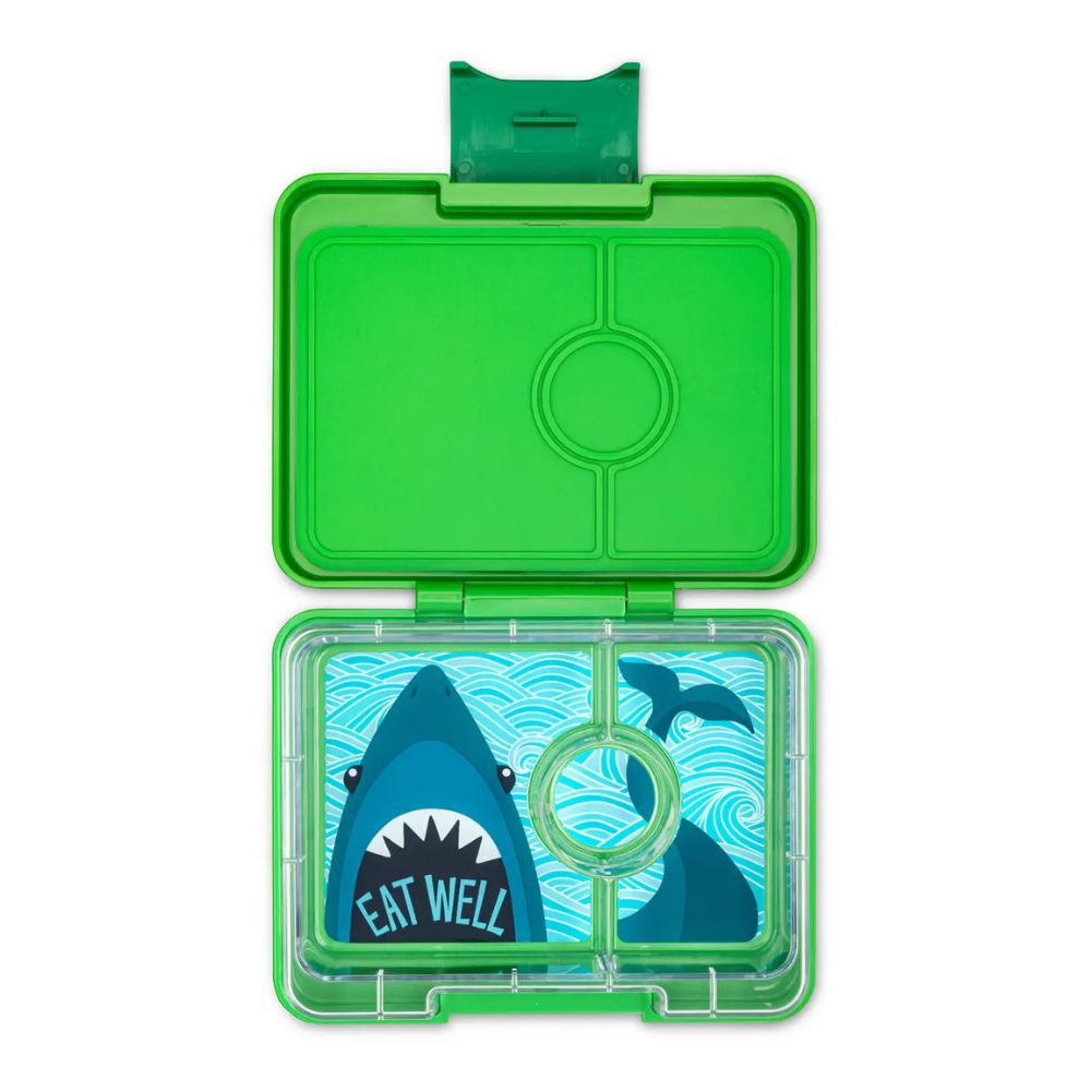 Yumbox Snack Small Size 3 Compartment Bento Lunch Box - Shark Jurassic Green