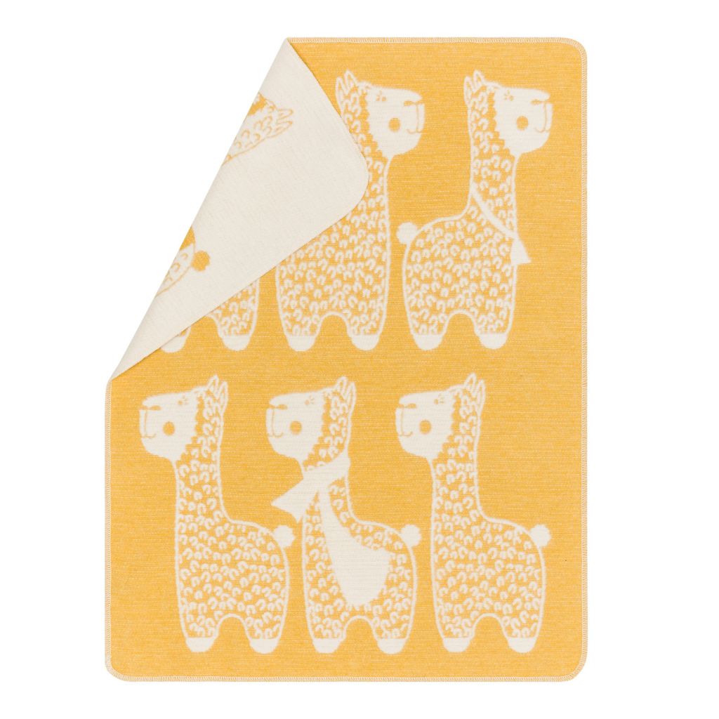 Fussenegger CARLA baby blanket “alpaka”- Mustard, 90 x70 cm