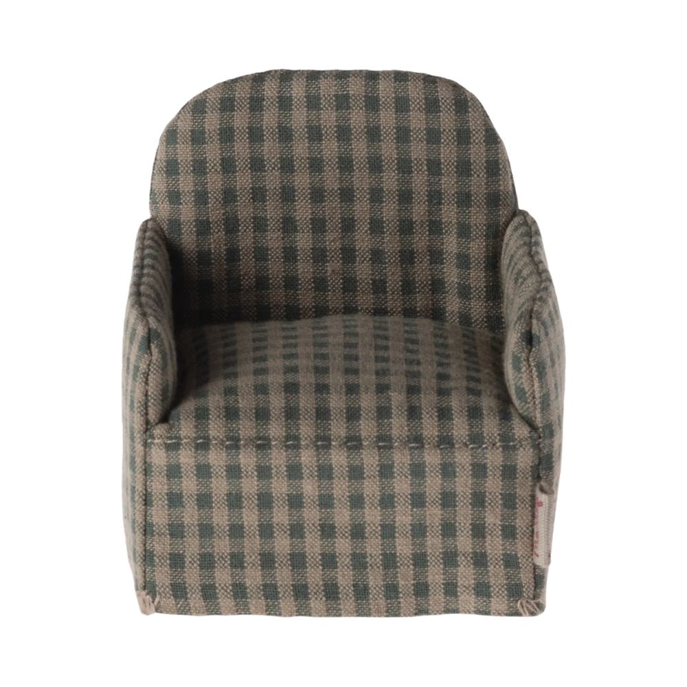 Maileg Chair, Mouse - Green checker