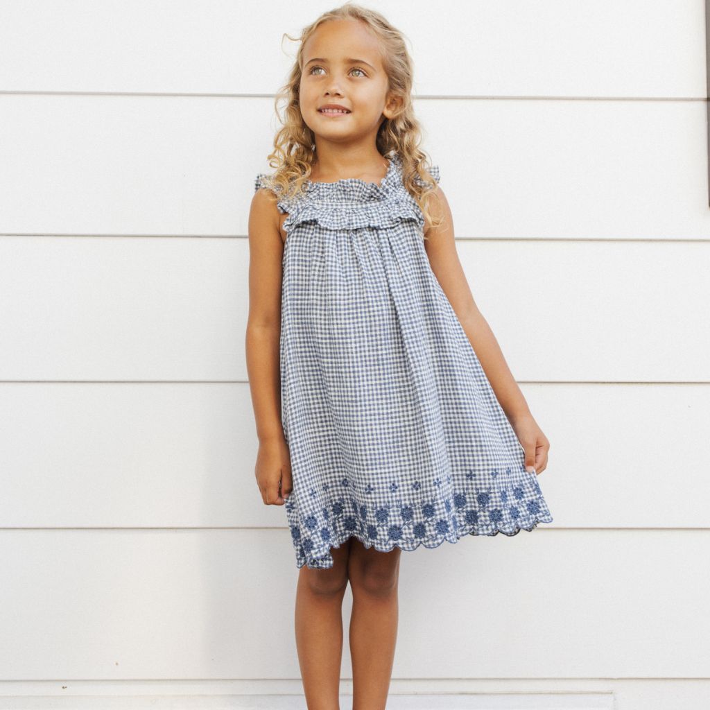 Rylee + Cru Lennon Dress Marine Gingham