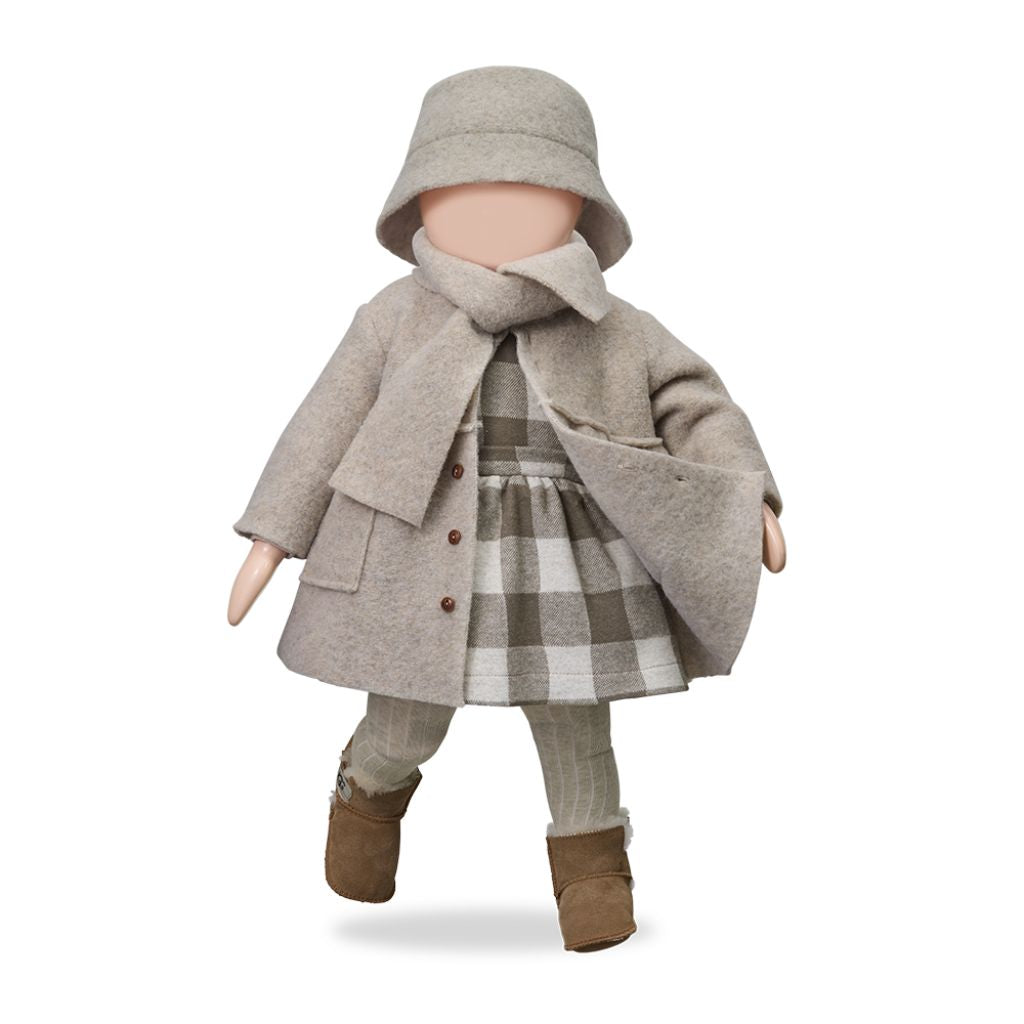 1 + in the Family GORIZIA beige baby jacket in recycled wool with a stand collar and flared hem
