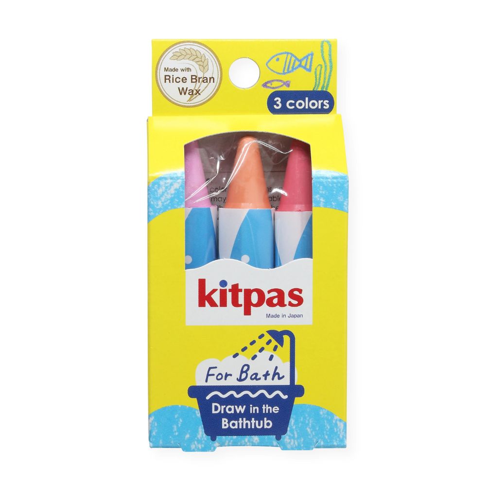 Kitpas Rice Bran Wax Bath Crayons 3 Colours - Coral
