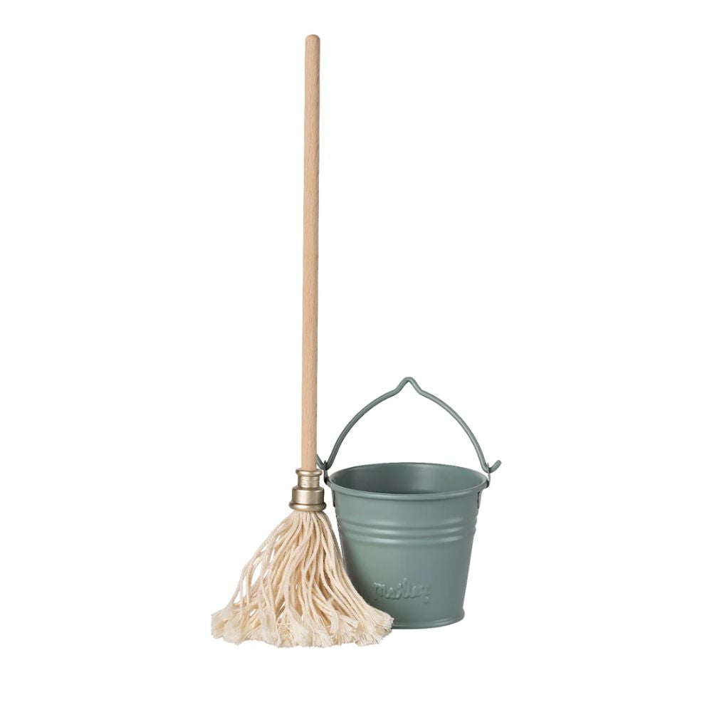 Maileg Bucket and Mop - Light Blue