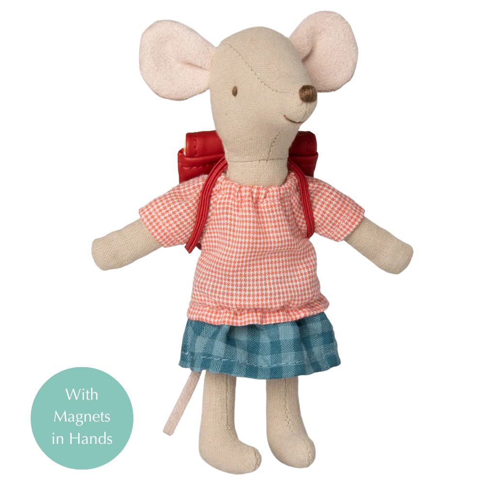 Maileg Tricycle Mouse Big Sister with Bag - Red